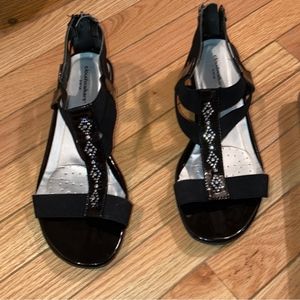 Cloudwalkers Rockaway Dress Sandals, Black, 9W